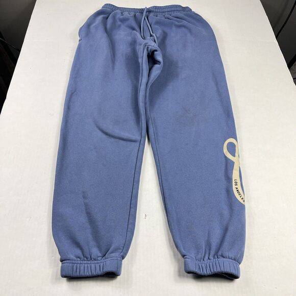 White Fox Los Angeles Sweatpants Blue Logo Joggers Size Large Lounge Athleisure - Picture 1 of 14
